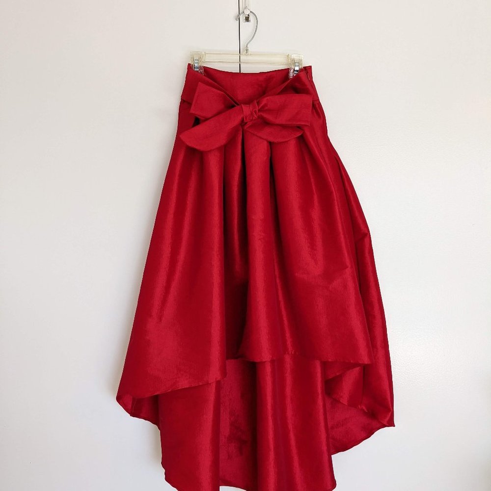 Red formal high low skirt